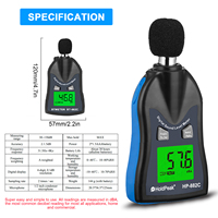 Holdpeak Hp-882c Sonomètre numérique Testeur de bruit Écran LCD Voix Décris le compteur Multimètre Moniteur Testeur de pression