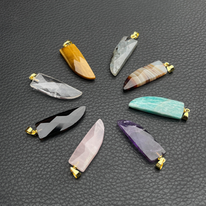 Amazonite kalung liontin lapis emas, perhiasan kalung penyembuhan biru kristal Bezel - Product Image 1