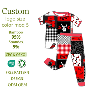 Set di Abbigliamento per Bambini con Buona Circolazione d'Aria, Maglietta a Collo Tondo a Maniche Corte con Stampa a Quadri, Set 2 Pezzi per Ragazzi - Product Image 1