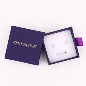 Custom Logo Sliding Jewelry Packaging <b>Box</b> Dark Purple Paper Jewelry <b>Box</b> for Necklace <b>Earrings</b> Handmade Gift <b>Box</b> 6x6cm - Product Image 2