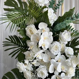 IFG Boda Decoraciones tropicales Floristería blanca y arco de hojas verdes Arreglo floral - Product Image 6