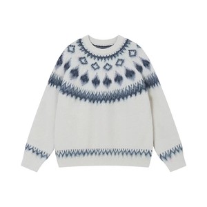 Women Cable Knit <b>Sweater</b> Crew Neck Long Sleeve Pullover <b>Nordic</b> Pattern Winter Knitwear Casual Daily Wear - Product Image 1