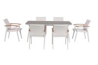 Ensemble de chaises de table à manger modernes en aluminium de 6 places de 7 pièces pour mobilier de jardin d'hôtel extérieur pour villa et cour