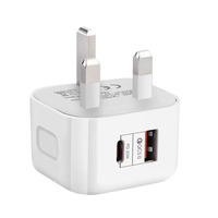 Chargeur PD 20W à prise fixe UK, USB A+C, charge rapide, pour iPhone 15 16 17 – Prix usine, moule privé, vente chaude
