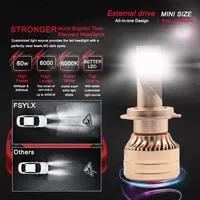 Ampoules de phares LED X3 H4 60W 10000LM 3570 puces refroidies par ventilateur Kit de conversion de feux antibrouillard LED H11 pour Transit A4