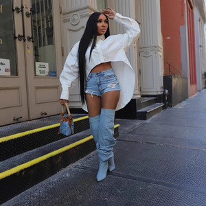 2025 alla moda camicie bianche oversize a manica lunga Design asimmetrico da <span class=keywords><strong>donna</strong></span> abiti autunnali camicie lunghe Poncho top alla moda - Product Image 1