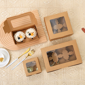 Caja de Transporte para Pastel de Queso Personalizada, Caja de Embalaje para Pastel de Cumpleaños con Asa, Cajas para Cupcakes de Papel Kraft con Ventana - Product Image 3