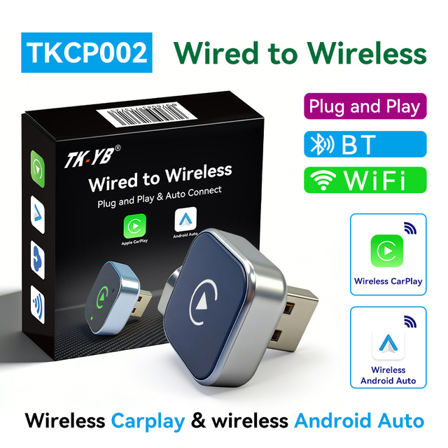 TKCP002 Wireless Carplay Adapter Wireless Android Auto Adapter Carplay Android Auto Adapter Plug and Play Carplay Adapter