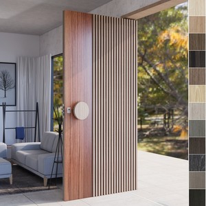 Porte d'entrée pivotante en bois de style américain moderne BASEN, porte extérieure en bois pour maison avec verre - Product Image 6