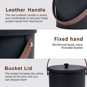 Cubo de Cenizas para <span class=keywords><strong>Chimenea</strong></span>, de Metal, Grande, con Tapa y Pala, para Estufa de Leña - Product Image 4