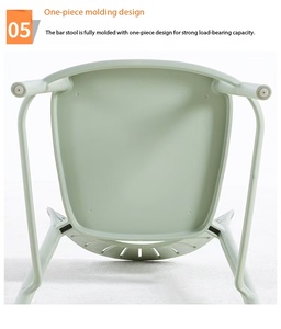 Tabouret <span class=keywords><strong>de</strong></span> <span class=keywords><strong>bar</strong></span> moderne en plastique PP empilable avec dossier pour comptoir <span class=keywords><strong>de</strong></span> cuisine - Product Image 6