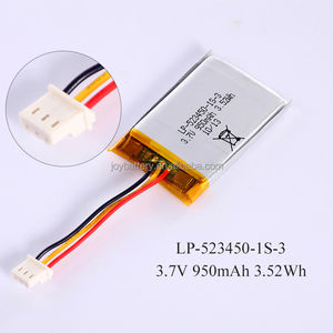Lityum Lipo piller LP-523450-1S-3 3.7v 950mAh şarj edilebilir Li-ion polimer pil paketi - Product Image 3