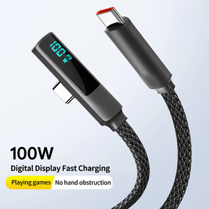 90 °   <span class=keywords><strong>Cable</strong></span> de Carga Rápida USB-<span class=keywords><strong>C</strong></span> a <span class=keywords><strong>Tipo</strong></span> <span class=keywords><strong>C</strong></span> con Pantalla LED Digital para <span class=keywords><strong>iPhone</strong></span> 17/16/15 Pro Max Samsung Galaxy S25/S24 - Product Image 1