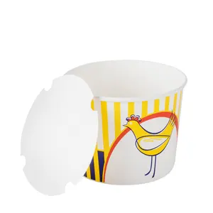 Cubo de papel de pollo frito personalizado de gran capacidad, contenedor de comida para llevar, taza de palomitas de maíz, Cubo de pollo, papel artesanal de una sola pared