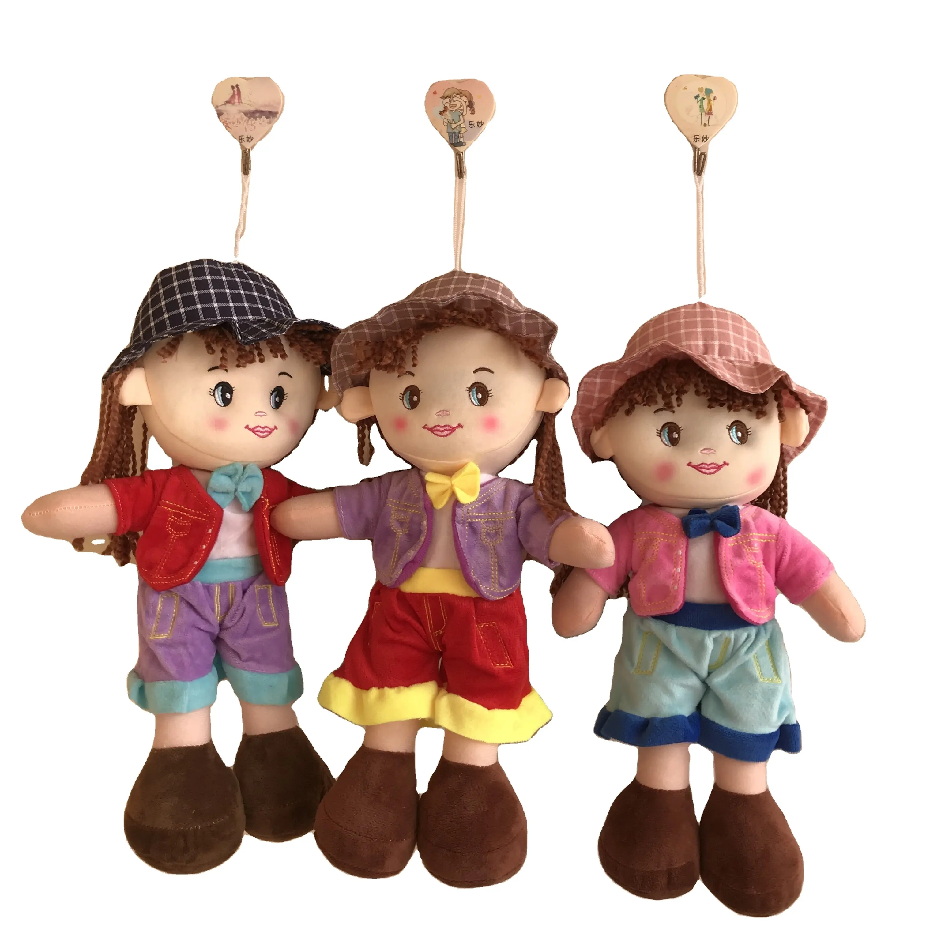 Custom Colourful Cloth Rag Doll with Yarn Hair soft plush baby dolls toys