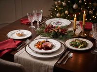 Service de vaisselle en céramique de Noël pour la famille, assiettes de Noël, assiettes de présentation, décorations de Noël pour fêtes et banquets