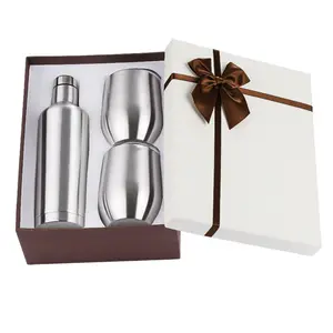 Hot Selling Stainless Steel 500ml/17oz Red Wine Gift Sets With 2pcs 12oz Double Wall Vacuum Insulated Egg Shaped Tumbler
