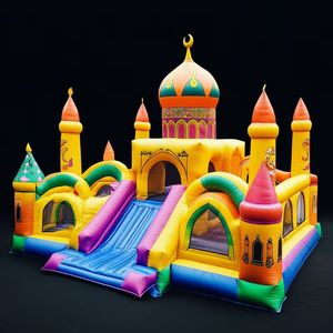 Casa gonfiabile gonfiabile portatile gonfiabile della città del parco gigante con la luna di Ramadan e le stelle - Product Image 4