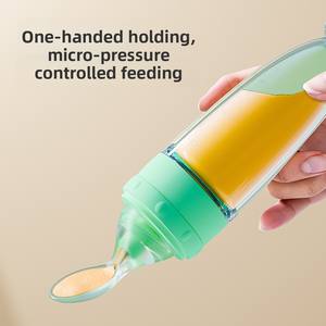 Biberon de <span class=keywords><strong>céréales</strong></span> pour bébé 150 ml avec cuillère souple en silicone, biberon à presser pour jus, cuillère pour aliments complémentaires, ventouse en silicone - Product Image 4