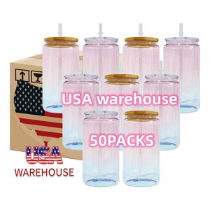 Paquete de 50 Vasos de Cristal Sublimables de 16 oz con Tapa de Bambú, Vinilos UV DTF para Café Helado y Refrescos - Product Image 1