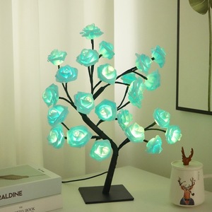 24 LEDs Rose <strong>Tree</strong> <strong>Light</strong> <strong>with</strong> Flat Base USB Home Decor Button Control 33cm Length for Home Indoor Bedroom Decoration Night <strong>Lights</strong> - Product Image 4