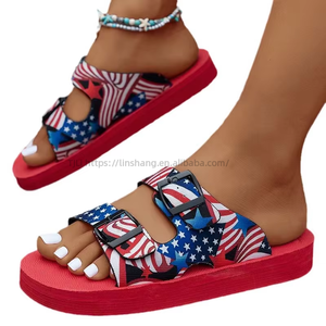 Women's Summer New Double-Breasted Sandals for Slippers <b>Plus</b> <b>Size</b> Casual Lightweight Slides European American Style Platform - Product Image 2