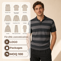 Pull en maille à col polo pour homme avec logo personnalisé, style preppy sport old money, 100% coton biologique OCS