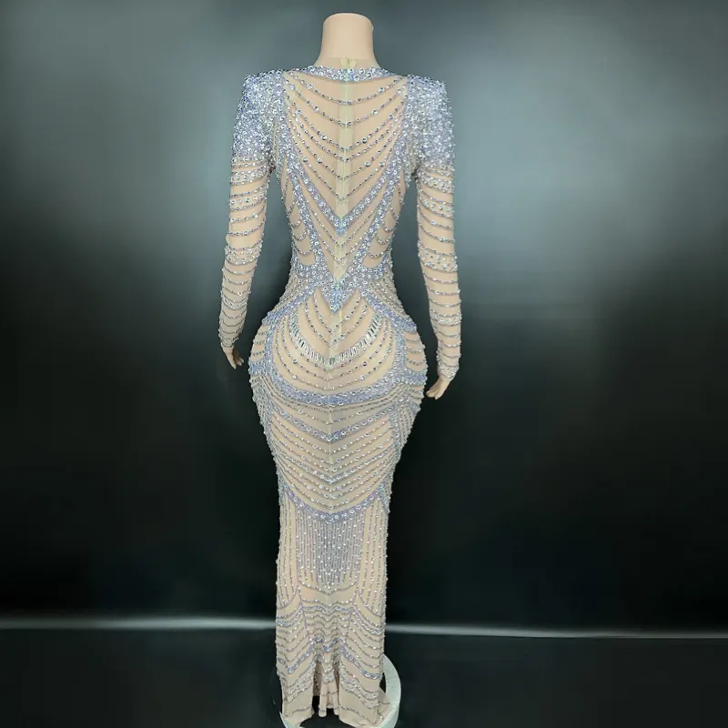 2024 Europe et les états-unis mode nouvelle sexy slim-fit wrap fesse robe femmes translucide plein diamant élastique robe