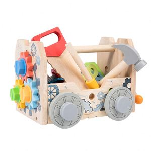Ensemble d'accessoires de jeu créatif STEM 3 en 1 pour tout-petits garçons, boîte à outils en bois, jouet d'imitation - Product Image 1