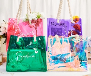 Bolsa de compras de PVC transparente, logotipo personalizado, bolsas de plástico de gelatina grandes, bolsa de regalo impermeable para la playa - Product Image 2