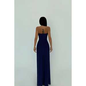 ชุดเดรสปาร์ตี้ทรงเอไลน์ คอสูง ผ้าซาตินโพลีเอสเตอร์ ไซส์ XS สีกรมท่า สายเดี่ยว แต่งระบายจับจีบ สไตล์เรียบง่าย ความยาวระดับเข่า สำหรับฤดูร้อน - Product Image 1