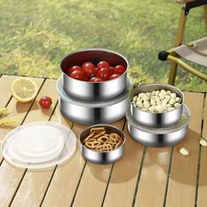 Juego de 5 Recipientes de Acero Inoxidable para Almacenamiento de Alimentos, Aptos para Microondas, Ideales para Picnic y Cocina - Product Image 6