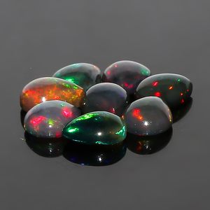 Ópalo negro natural en forma de pera de 10x8 mm, piedra preciosa etíope suelta para la fabricación de joyas, suministro DIY, multicolor. - Product Image 3