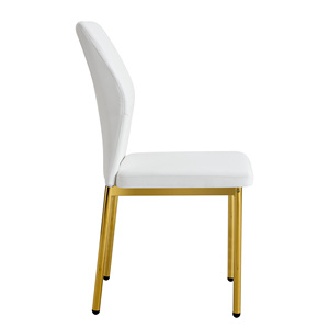 Chaise de salle à manger moderne de style ferme de luxe sans accoudoirs en métal avec dossier pour bar à domicile ou table de salle à manger - Product Image 3