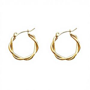 Boucles d'oreilles créoles tendance imperméables en acier titane plaqué or 18 carats, design personnalisable, unisexe - Product Image 1