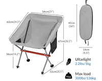Chaise de camping portable ultralégère NBT Outdoor, structure en aluminium, chaises pliantes compactes, mobilier d'extérieur, design moderne, durable