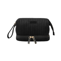 Nouvelle Trousse de Maquillage Double Couche Personnalisable avec Logo, en Velours, Forme Rectangulaire, pour Femmes et Hommes, Idéale pour les Voyages
