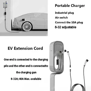 olink Universal V2X KITS V2L Adapter Typ 2 Erweiterungskabel Typ 2 Evse Ac tragbares Ev-Ladegerät mit LCD