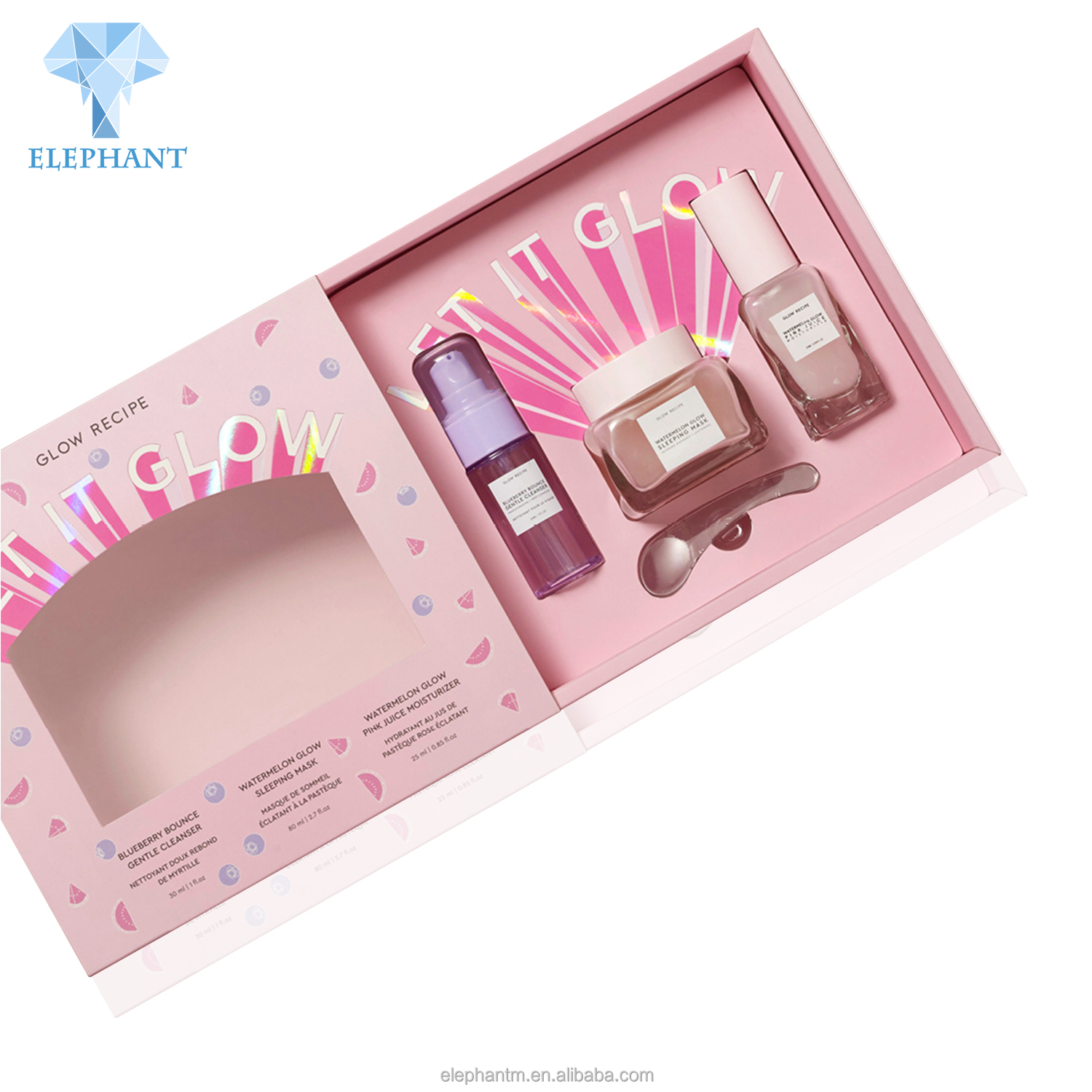 Custom Skin Care Set Packaging With Logo Luxury Cosmetic Packaging Texture Paper Window Box