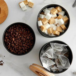 Bộ hộp đựng đa năng 3 trong 1 bằng kim loại, kín khí, dùng để đựng trà, cà phê, thực phẩm khô & gia vị, kèm nắp đậy. - Product Image 5