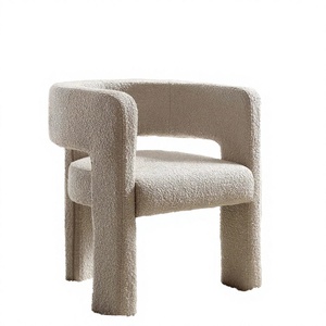 Modern Boucle Lounge <b>Chair</b> <b>Fabric</b> Upholstered Solid Back Leisure Seat Living Room Furniture Contemporary Design Style - Product Image 4