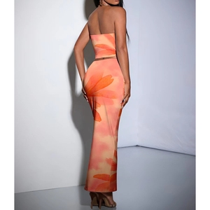 Conjunto de 2 Piezas de Falda Larga Ajustada con Estampado Floral para Mujer, a la Moda - Product Image 4