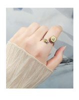 Bague de rotation en laiton ouverte pour femmes, bijoux anti-stress pour mariage, forme ovale, motif abeille et tournesol