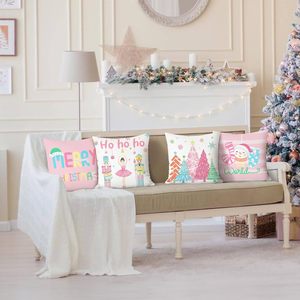 Fodere per cuscini di <span class=keywords><strong>Natale</strong></span>, 4 pezzi, design Schiaccianoci, Albero di <span class=keywords><strong>Natale</strong></span>, Pupazzo di Neve, Rosa, in morbido velluto per patio - Product Image 2