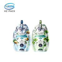 Pochette à bec verseur personnalisée à forme spéciale avec bouchon rabattable pour shampoing, crème de douche, crème solaire, gel douche, lotion, cosmétiques, liquides