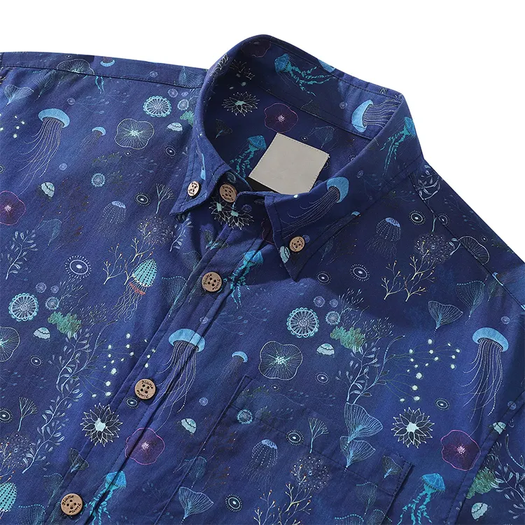 Camisa havaiana masculina de moda com design australiano personalizado por atacado de fábrica