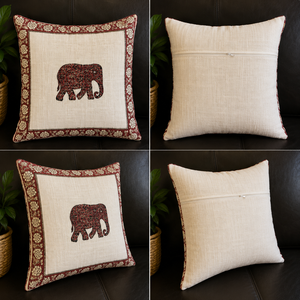 Handmade Luxury Square Cotton Handblock <b>Print</b> <b>Cushion</b> Cover Eco-Friendly Anti-Bacteria Fabric Elephant Design for Home Decor - Product Image 3