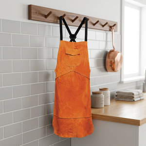 Delantal de Cocina Naranja de Cuero Estilo Clásico con Bolsillos para Uso Diario, Diseño Tejido Resistente - Product Image 3