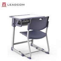 Ensemble bureau et chaise d'école réglables en hauteur Leadcom L-E11, table et chaise en plastique PP pour élèves des classes primaires et secondaires