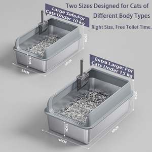 Litière <span class=keywords><strong>pour</strong></span> <span class=keywords><strong>chat</strong></span> semi-fermée à entrée par le haut, grande capacité, en acier inoxydable, avec couvercle anti-éclaboussures amovible – Meilleure vente - Product Image 6